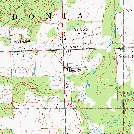 Topographic Map of Whitneyville Bible Church, MI
