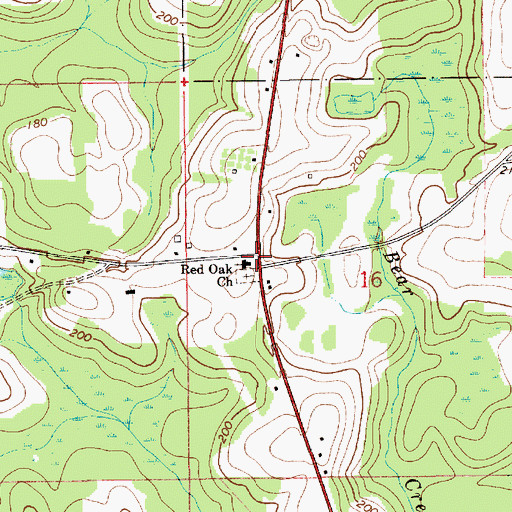 Topographic Map of Red Oak, AL