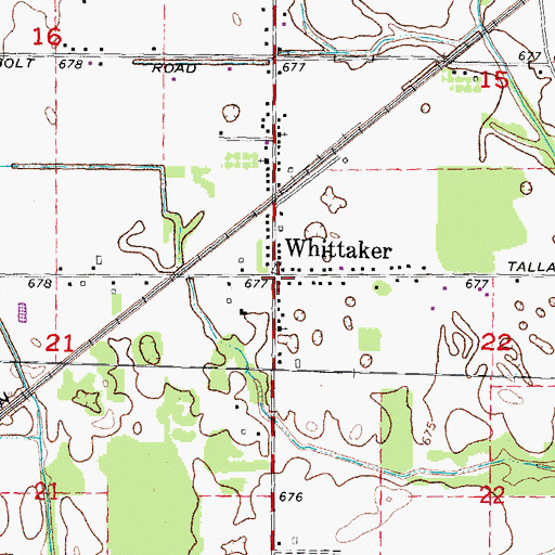 Topographic Map of Whittaker, MI