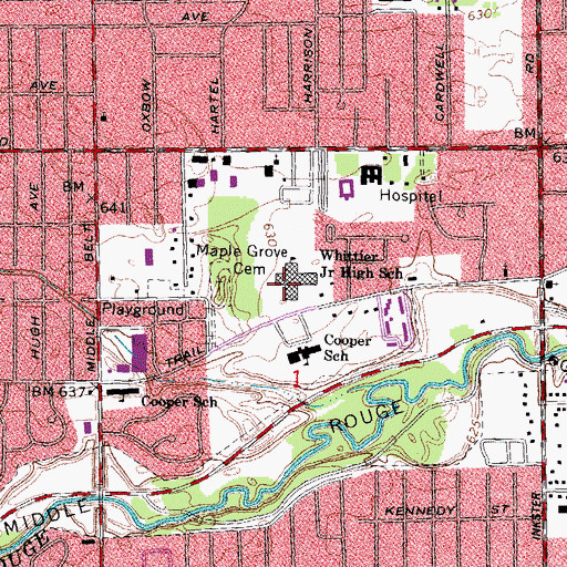 Topographic Map of Whittier Junior High School, MI