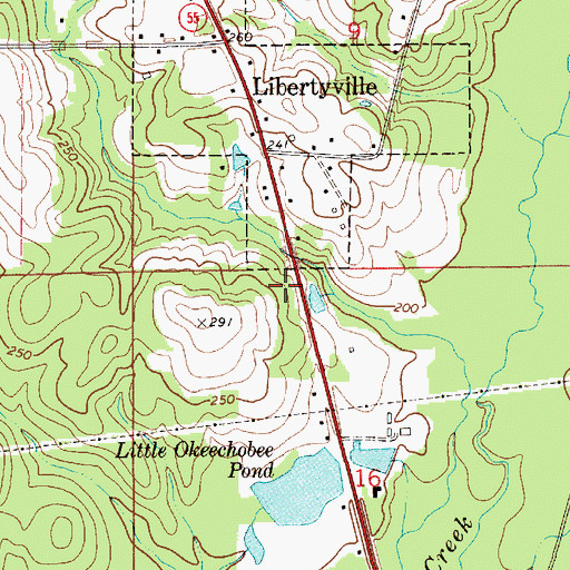 Topographic Map of Red Oak Church (historical), AL