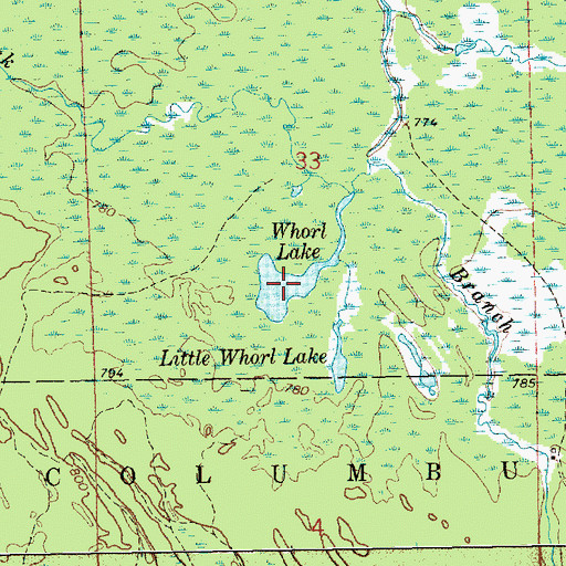 Topographic Map of Whorl Lake, MI