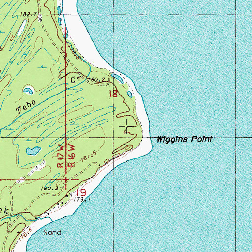Topographic Map of Wiggins Point, MI