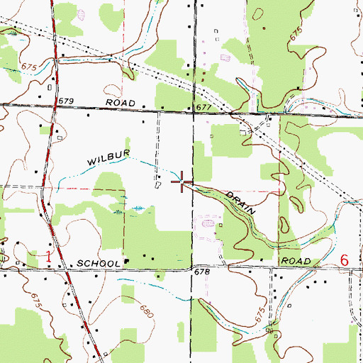 Topographic Map of Wilbur Drain, MI