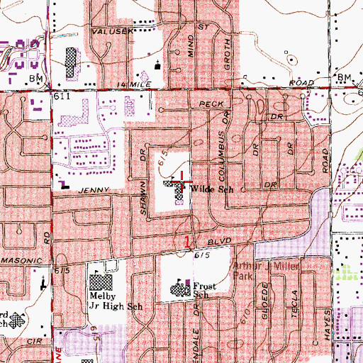 Topographic Map of Wilde School, MI