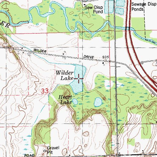Topographic Map of Wilder Lake, MI