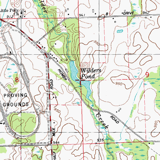 Topographic Map of Wilders Pond, MI