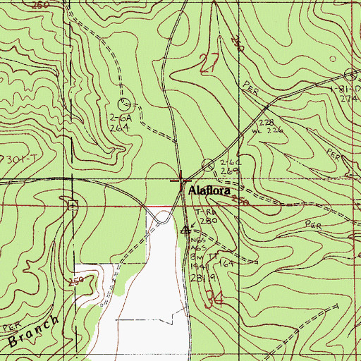 Topographic Map of Alaflora, AL