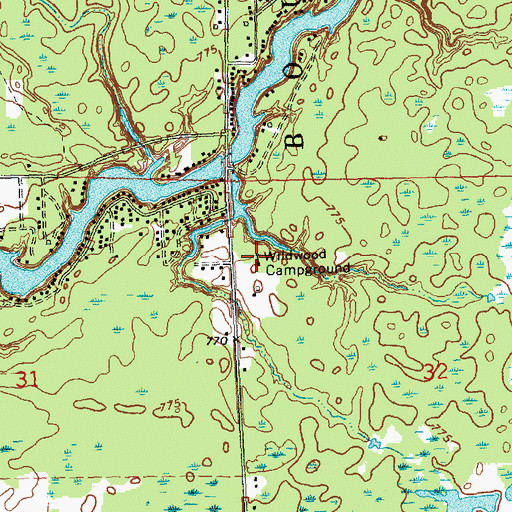 Topographic Map of Wildwood Campground, MI
