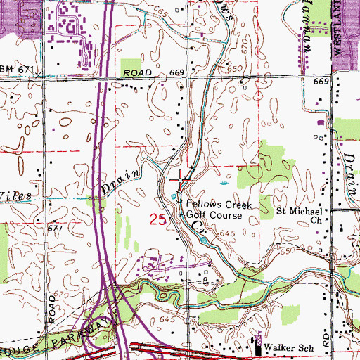 Topographic Map of Wiles Drain, MI