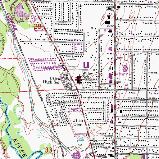 Topographic Map of Wiley School, MI
