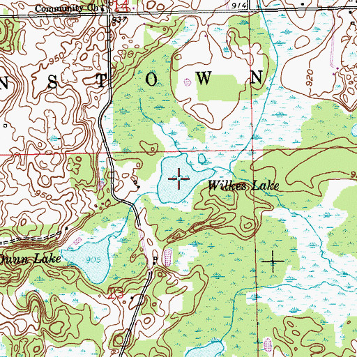 Topographic Map of Wilkes Lake, MI