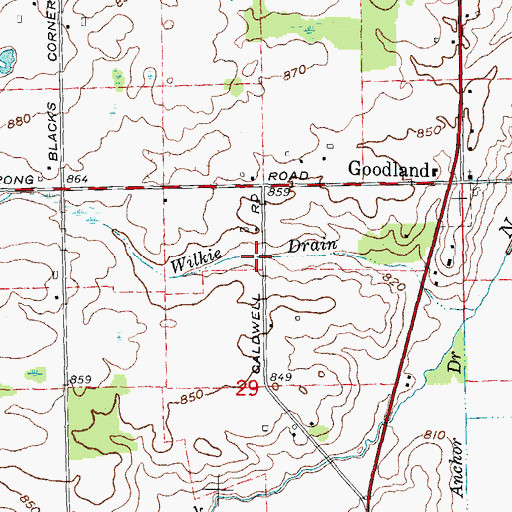 Topographic Map of Wilkie Drain, MI