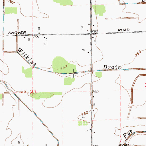 Topographic Map of Wilkins Drain, MI