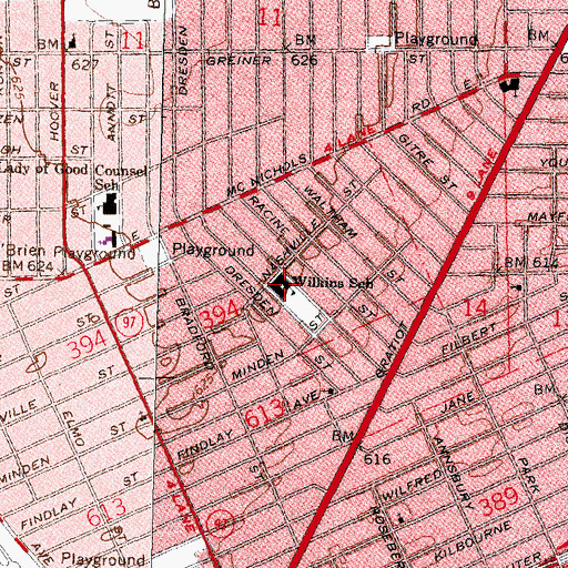 Topographic Map of Wilkins School, MI