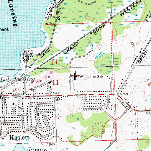 Topographic Map of Wilkshire School, MI