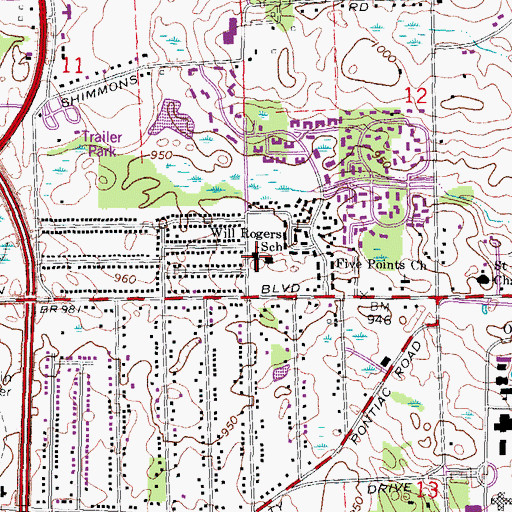 Topographic Map of Rogers Elementary School, MI