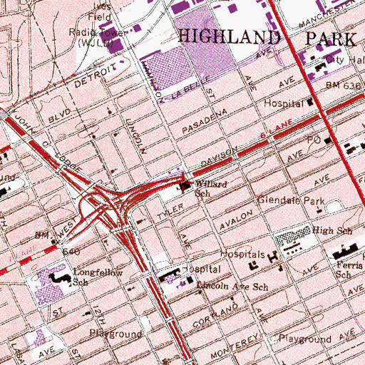 Topographic Map of Willard School, MI