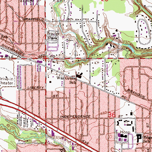Topographic Map of William Grace School, MI