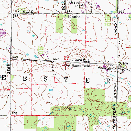 Topographic Map of Williams Cemetery, MI
