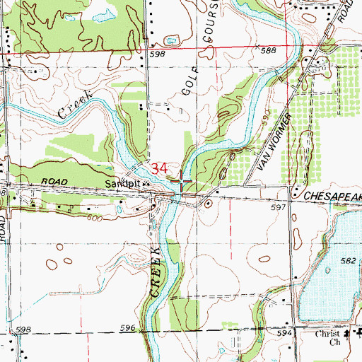 Topographic Map of Williams Creek, MI