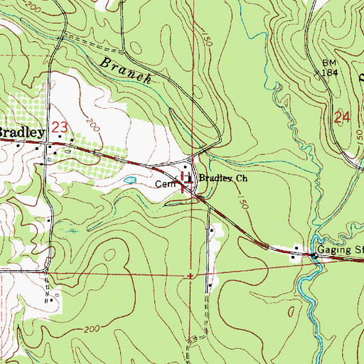 Topographic Map of Bradley Church Cemetery, AL