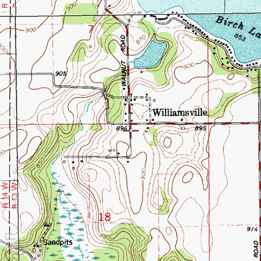 Topographic Map of Williamsville, MI
