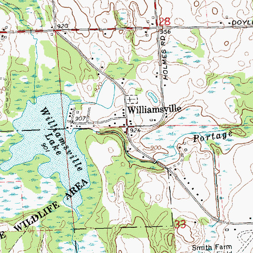 Topographic Map of Williamsville, MI