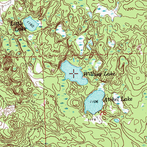 Topographic Map of Willing Lake, MI