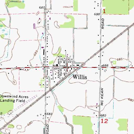 Topographic Map of Willis, MI