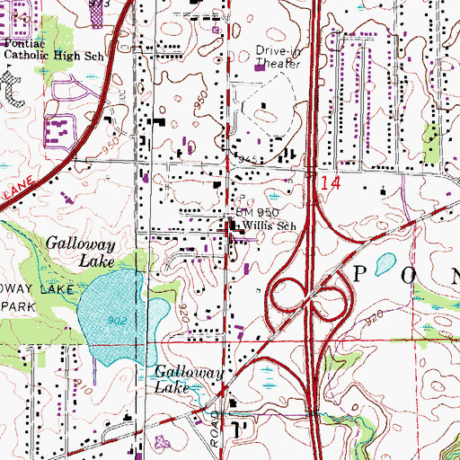 Topographic Map of Willis School, MI