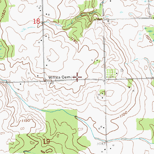 Topographic Map of Willits Cemetery, MI