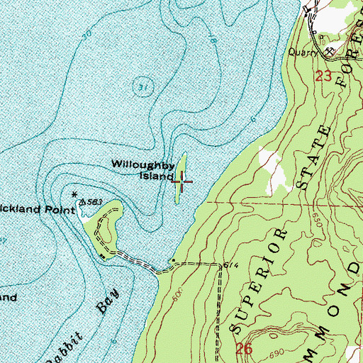 Topographic Map of Willoughby Island, MI