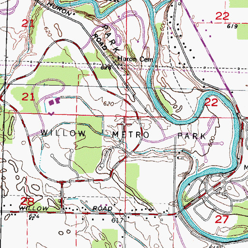 Topographic Map of Willow Metro Park, MI