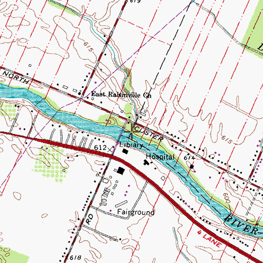 Topographic Map of Willow Run, MI