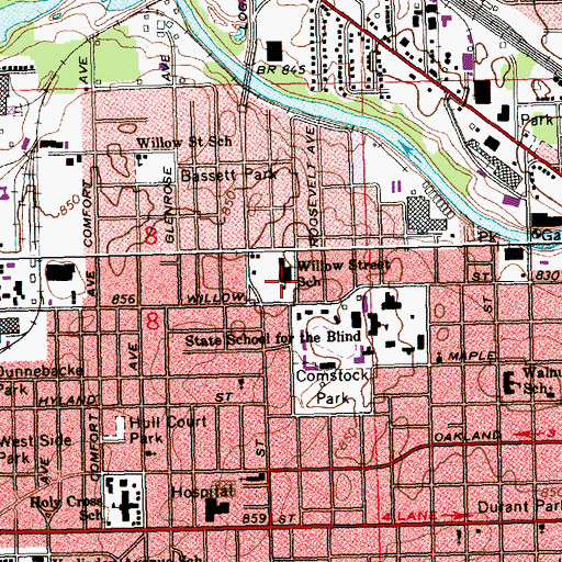 Topographic Map of Willow Street School, MI