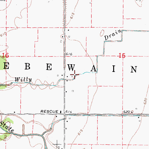 Topographic Map of Willy Drain, MI