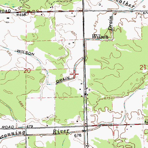 Topographic Map of Wilson Drain, MI