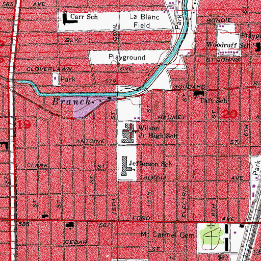 Topographic Map of Wilson Junior High School, MI