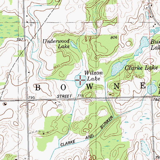 Topographic Map of Wilson Lake, MI