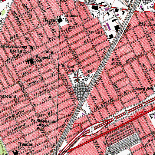 Topographic Map of Wilson School, MI