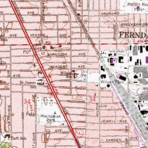 Topographic Map of Wilson School, MI