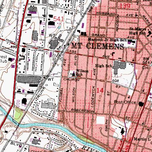 Topographic Map of Wilson School, MI