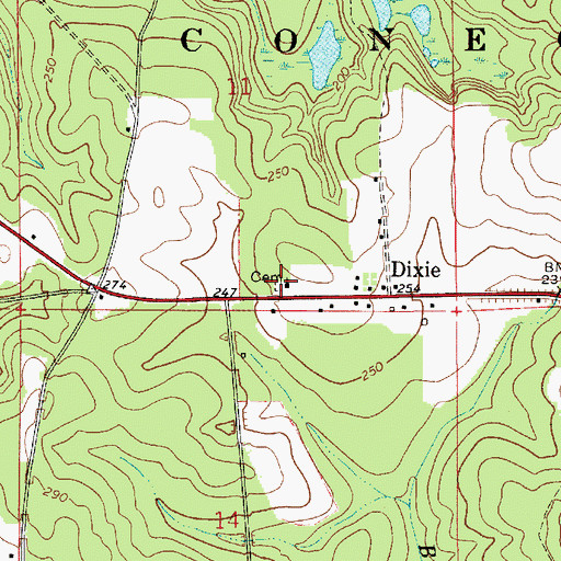 Topographic Map of Dixie Methodist Church, AL