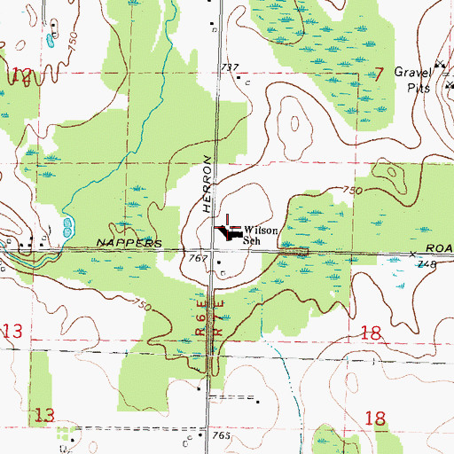 Topographic Map of Wilson School, MI