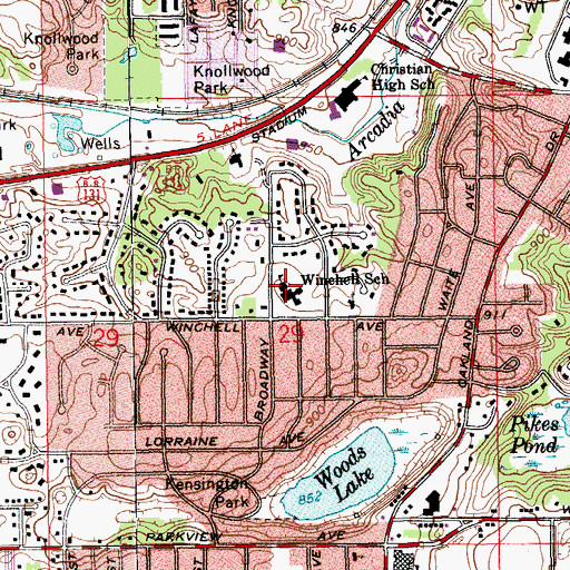 Topographic Map of Winchell School, MI