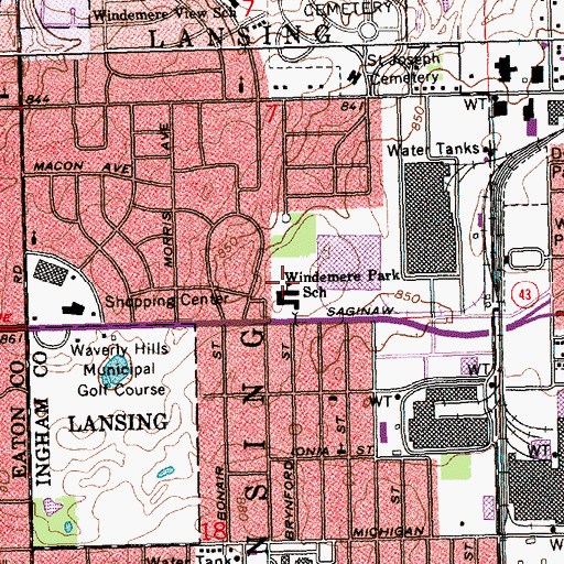 Topographic Map of Windemere Park School, MI