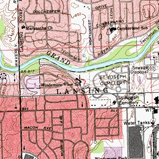 Topographic Map of Windemere View School, MI