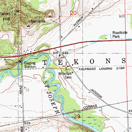 Topographic Map of Windfall School, MI