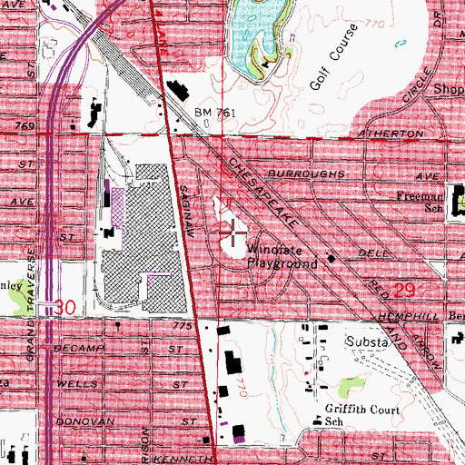 Topographic Map of Windiate Playground, MI